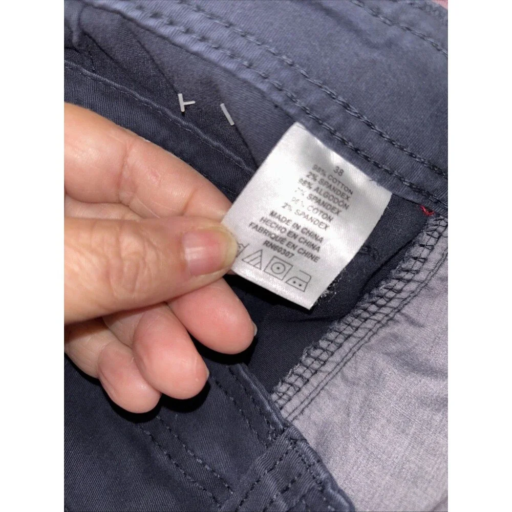 Unionbay Men Blue Cargo Shorts Cotton Canvas Zip Solid Flat Front Pockets 38